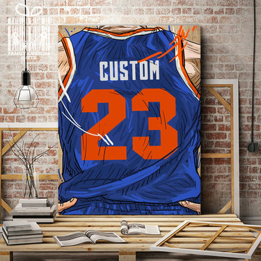 New York Knicks Jersey Custom Canvas Print Wall Art for Boy Girl Men Women Basketball Personalized Canvas Art